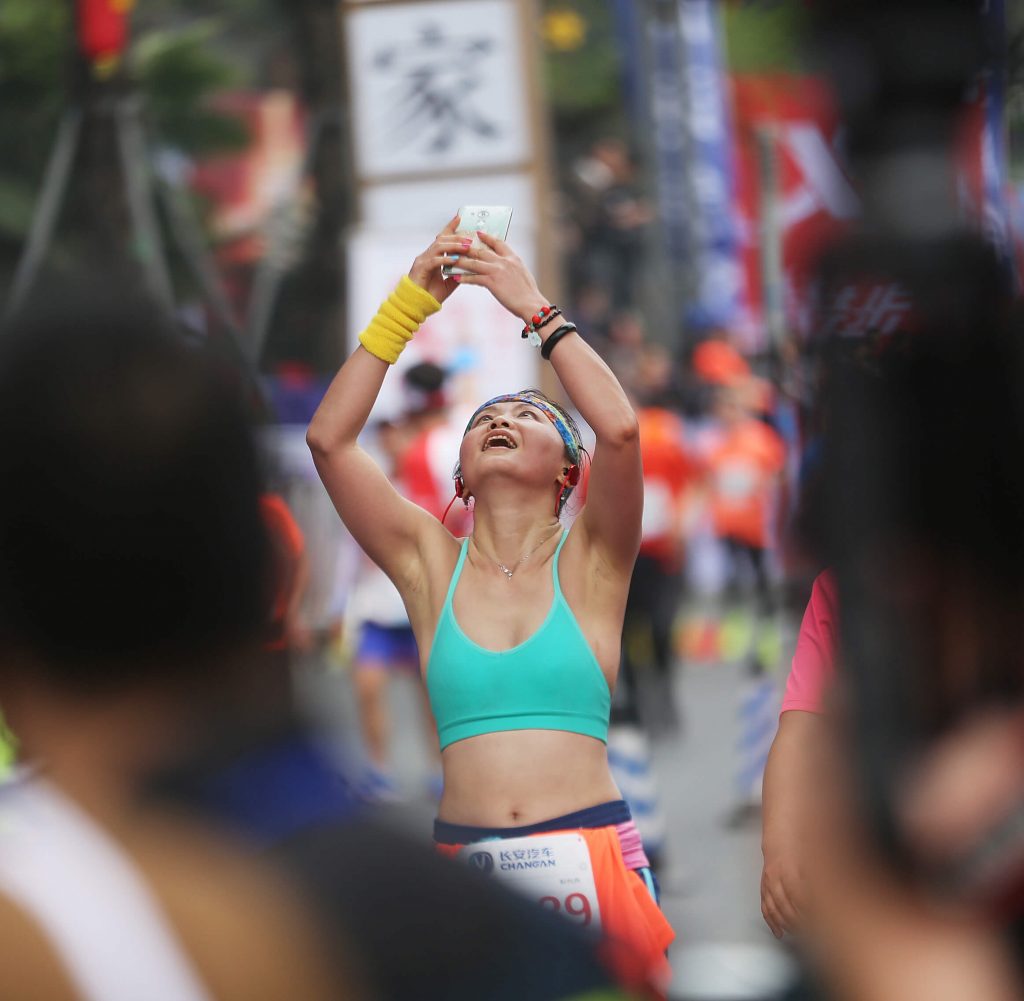 Female runners in Chongqing International Woman Marathon